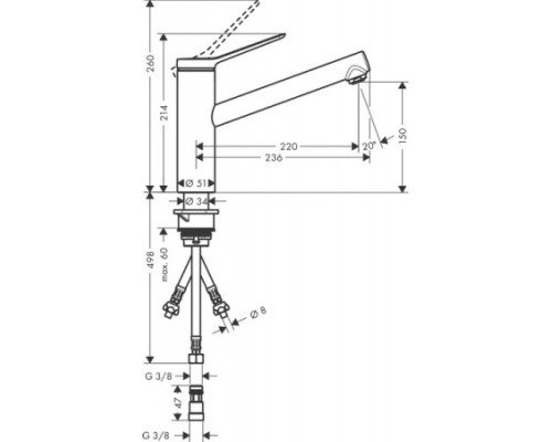Кухонный смеситель Hansgrohe Zesis M33, 150 для водонагревателей, LowPressure, хром, 74806000