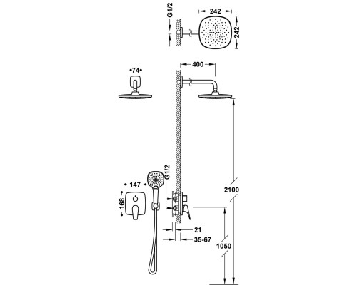 Душевая система скрытого монтажа Tres Canigo 21728004, комплект