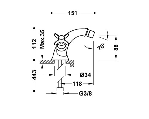 24212101 Tres Clasic Двуручный смеситель для биде, хром