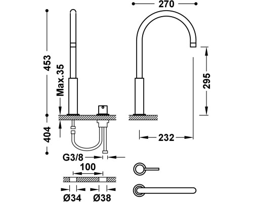 Смеситель для умывальника Tres Study-Tres 26110502 (высокий)