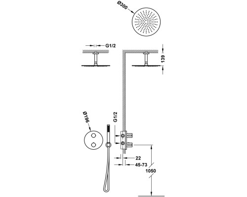 Встроенная термостатическая душевая система для душа TRES Therm-Box 26225003NM скрытого монтажа с термостатом
