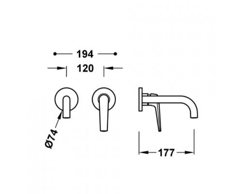 TRES FUJI смеситель для умывальника скрытого монтажа, хром 28130021