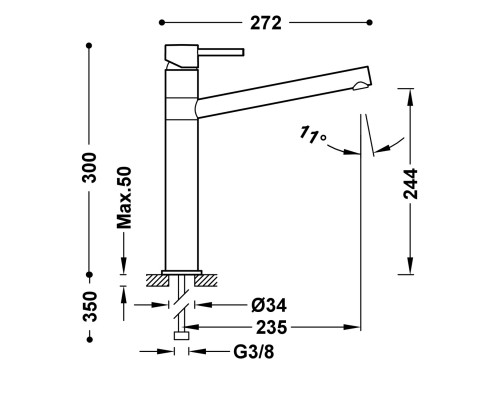 Смеситель для кухни стоячая tres серебряный 8333301