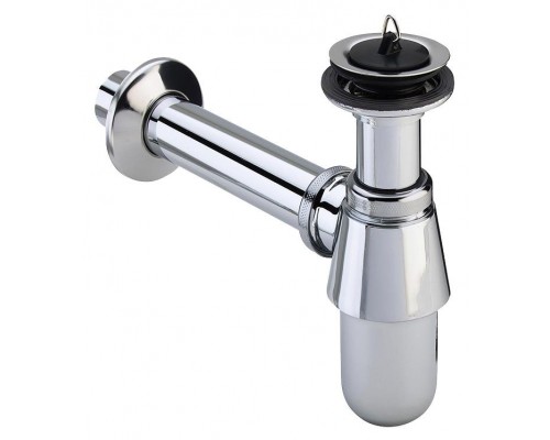 102845 Сифон для раковины (латунь), с пробкой, 1 1/4 x 32, хром, неразъемная чашка выпуска