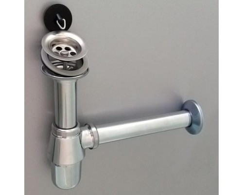 102845 Сифон для раковины (латунь), с пробкой, 1 1/4 x 32, хром, неразъемная чашка выпуска