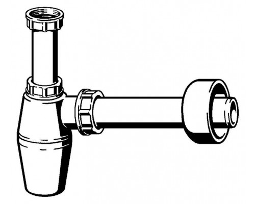 108694 Сифон для раковины (пластик) с пристенной розеткой D=50 мм, 1 1/4 x 32, белый (подходит для смесителя с дон. клапаном)