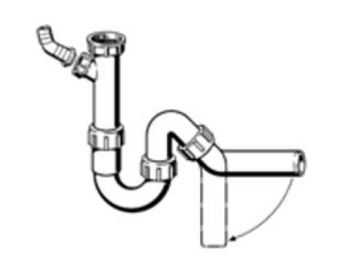 Сифон для моек Viega 118242, трубный, со штуцером, с отводом 45 рад, пластик, 5/4x50