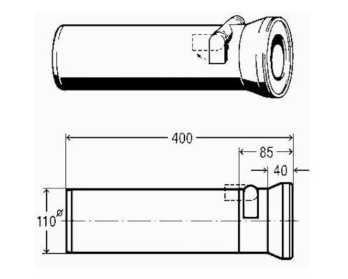 Отвод Viega 134969, DN100 прямой 400 мм, белый