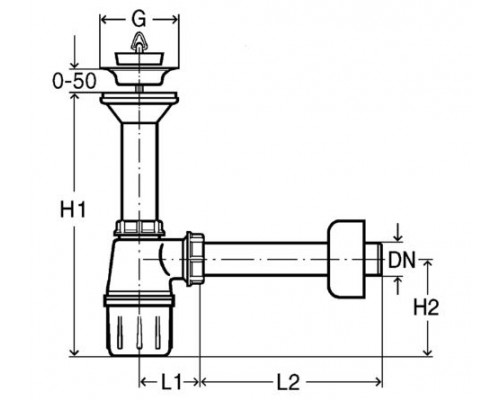 Сифон для умывальника Viega 137182, бутылочный, с пробкой, пластик, белый, 3/2x40