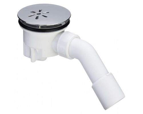 364786 Tempoplex сифон 120 х 40/50, хром накладка, проп.способность 0,45 л/с, H=80 мм, для поддонов D=90 мм, отводящее колено 45°