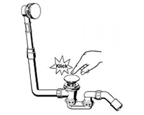 572853 Слив-перелив для стандартных ванн с нажимным клапаном Click-clack, с сифоном, 40/50 x 540, D=52, пластик/хром, модель 6177.45