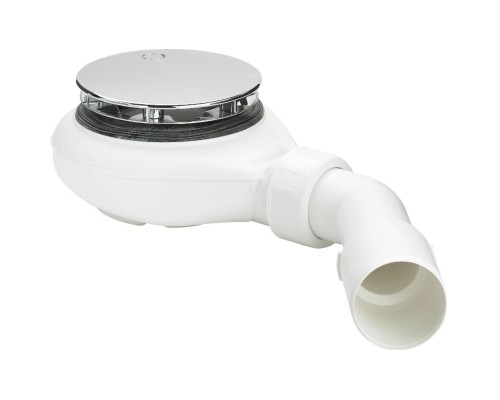 634100 Tempoplex сифон 115 х 40/50, хром накладка, проп.способность 0,55 л/с, H=60 мм, для поддонов D=90 мм, отводящее колено 45°