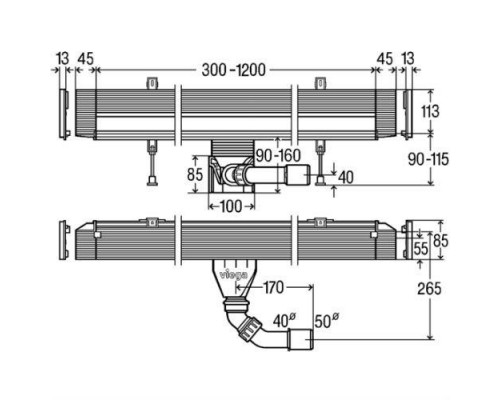 Душевой лоток встраиваемый в стену Viega Advantix Vario, без решетки, 30-120 см, 736552