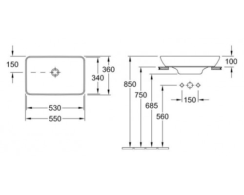 Умывальник Villeroy & Boch Venticello 411355R1 CeramicPlus