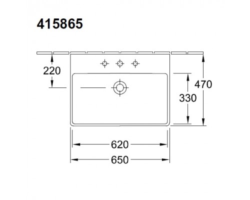 VILLEROY & BOCH 4158 6501 AVENTO Раковина 650x470мм, с переливом, 1 отв. под смеситель