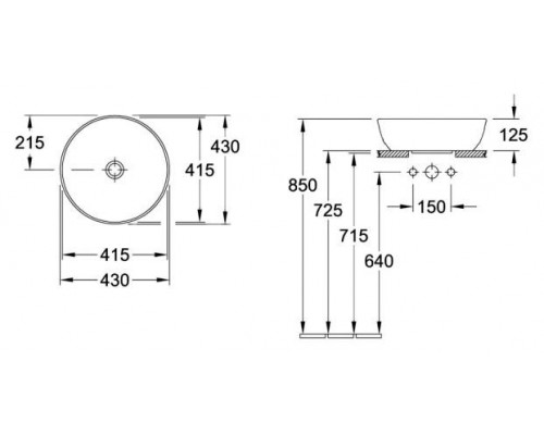 Умывальник накладной Villeroy&Boch Artis 43x43, CeramicPlus, 417943R1
