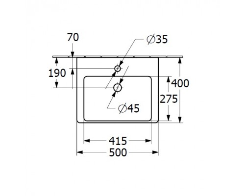 VILLEROY & BOCH SUBWAY 3.0 Раковина компактная 500 x 400 мм, 1отв. под смеситель, с переливом, нешлифованный, Альпийский белый