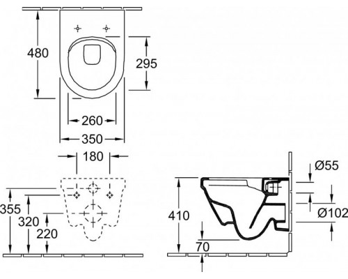 Унитаз подвесной Villeroy&Boch Architectura 35x48, сиденье SoftСlose, безободковый, 4687HR01