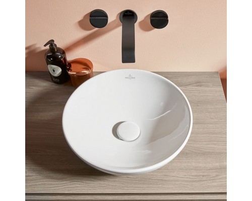 VILLEROY & BOCH 4A46 0001 LOOP & FRIENDS Раковина для установки на столешницу D=420 mm, TitanCeram, с переливом, нешлифованный, Альпийский белый