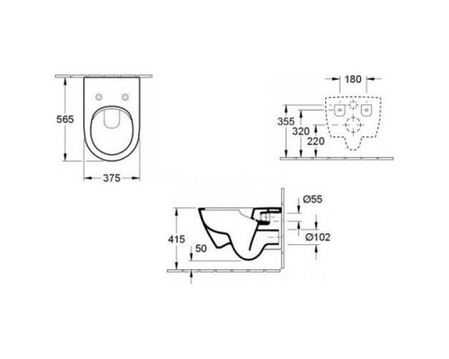 Унитаз подвесной Villeroy&Boch Subway 2.0 37x56,5, тонкое сиденье Soft Close, безободковый, 5614R001