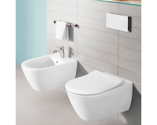 Унитаз подвесной Villeroy&Boch Subway 2.0 37x56,5, тонкое сиденье Soft Close, безободковый, 5614R001