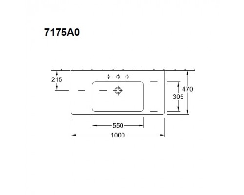 VILLEROY & BOCH 7175 A0R1 SUBWAY 2.0 раковина на тумбу 1000х470, настенное крепление