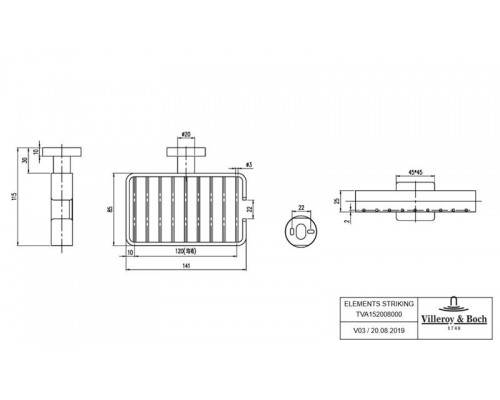 Корзинка для мыла Villeroy&Boch Elements, хром, TVA15200800061