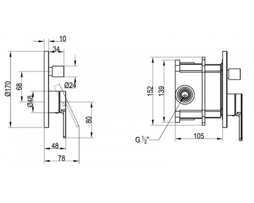 Однорычажный смеситель скрытого монтажа Villeroy&Boch Architectura, TVS10335300061