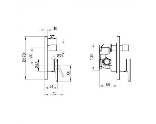 Однорычажный смеситель скрытого монтажа Villeroy&Boch O.novo, TVS10435300061