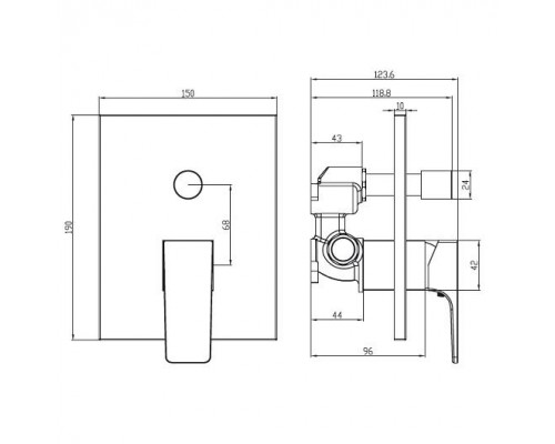 Однорычажный смеситель скрытого монтажа Villeroy&Boch Architectura Square, TVS12500300061