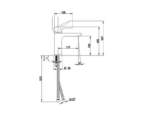 Смеситель для ванной Villeroy&Boch O.Novo, однорычажный, TVW10410311061