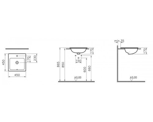 VITRA 5463B003-0001 S20 Прямоугольная раковина VitrA