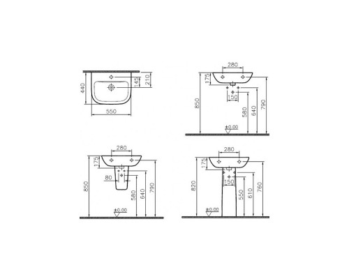 VITRA 5502B003-0001 S20 Раковина 55 см, цвет белый