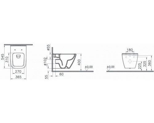 Унитаз подвесной Vitra Integra Square Rimless черный  матовый (54х36см) с сиденьем Soft-close