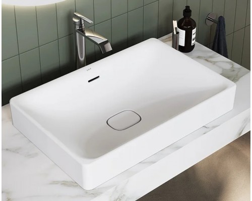 VITRA 7534B003-0673 Раковина-чаша Metropole, прямоуг 50 см, c переливом, цвет белый. Нажимной керамический донный клапан в комплекте