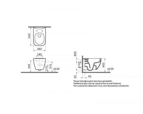 Унитаз подвесной Vitra Shift Rim-Ex безободковый, 7742B003-0075 с сиденьем микролифт 191-003-009