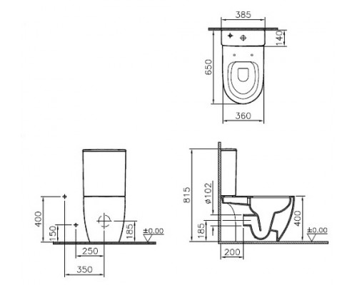 Унитаз Vitra Sento Rimex 9830B003-7204 с сиденьем SoftClose, безободковый, Open-back