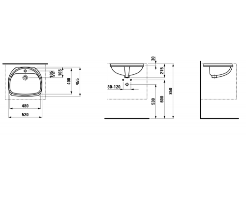 Laufen BIJOU встроенная раковина 480x400 8112300001551