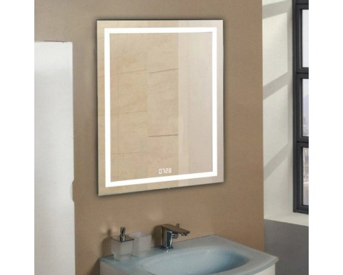 Зеркало с подсветкой КОНТИНЕНТ Verte LED с часами 500x700 ЗЛП477