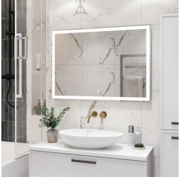 Зеркало с подсветкой КОНТИНЕНТ Clamm LED с подогревом и часами 1000х700 ЗЛП3029