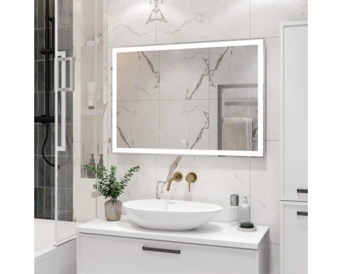 Зеркало с подсветкой КОНТИНЕНТ Clamm LED с подогревом и часами 700х700 ЗЛП3026