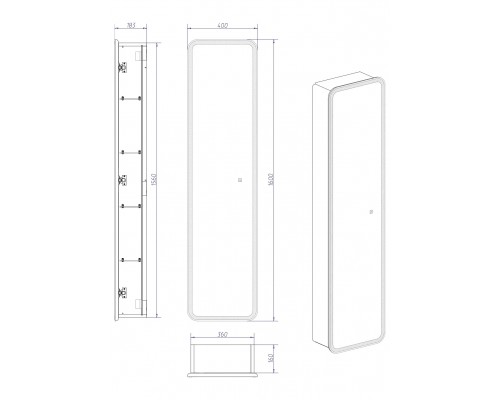 Зеркало-пенал LORENZO Континент 400х1600х180мм МВК009