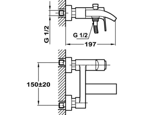 Смеситель для ванны Teka Palma 651011200, каскад