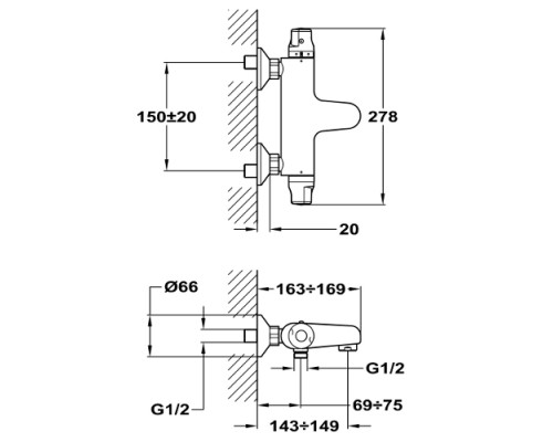 271010200 Teka Смеситель INCA PRO для ванны термостатический