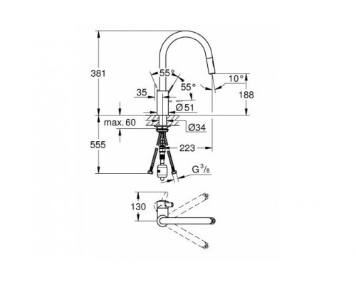 Смеситель кухонный Grohe Eurosmart Cosmopolitan 31481001