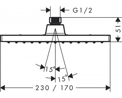 Верхний душ Hansgrohe Vernis Shape 230, 1jet, хром, 26281000